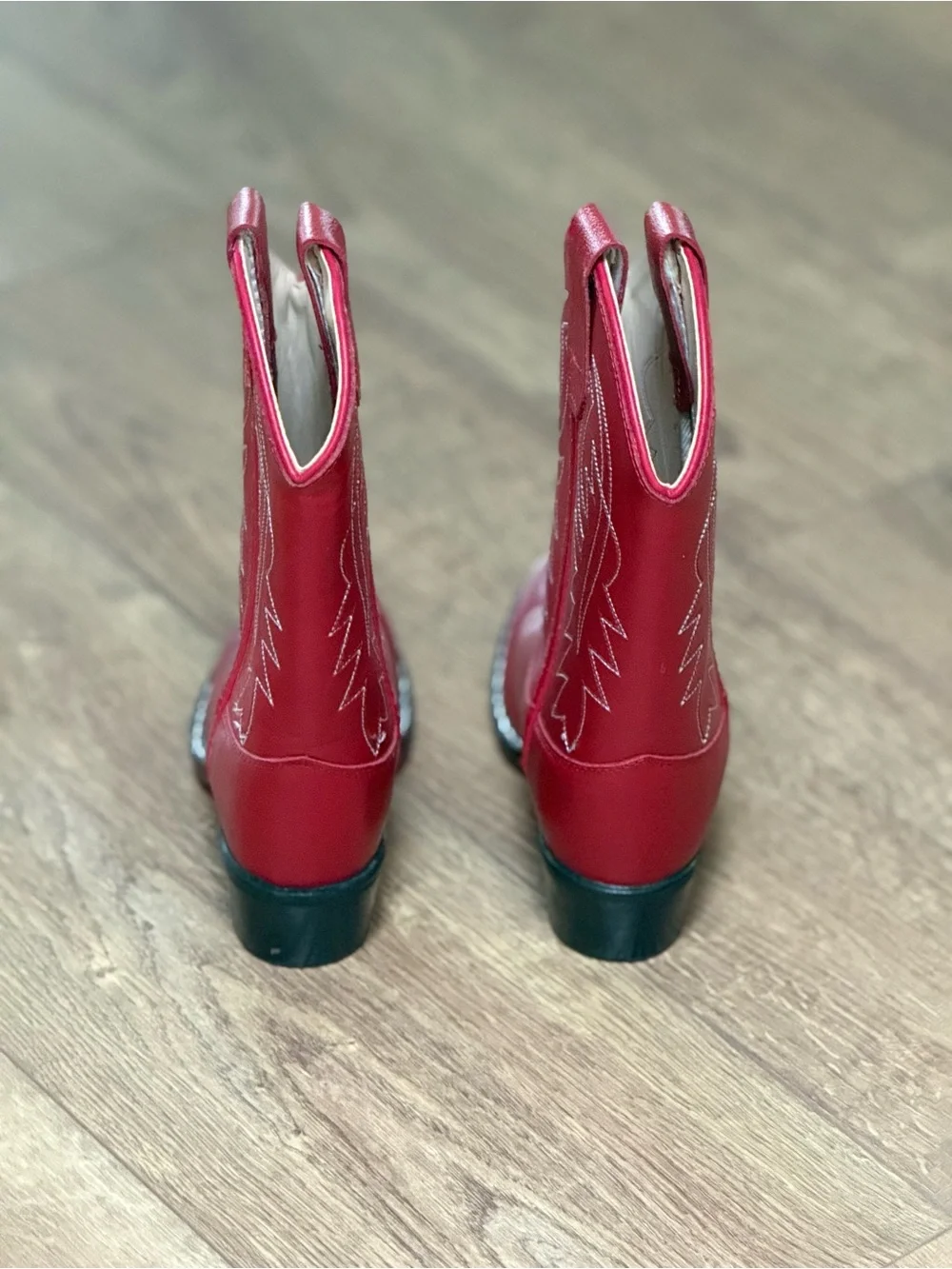 Old West Girls Size 12.5 D Red Leather Western Cowboy Boots J Toe 8116 NWOB